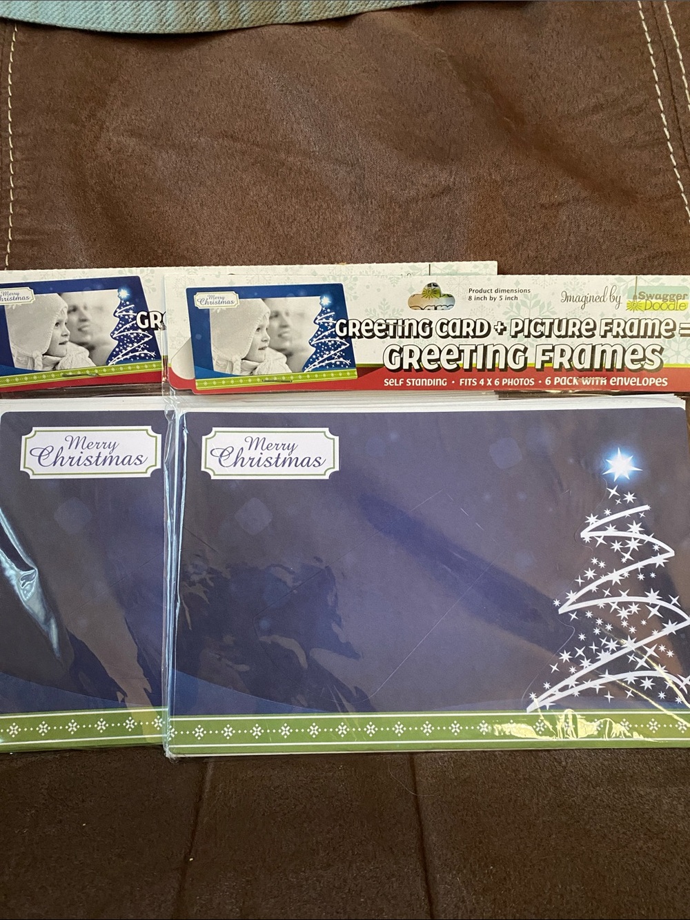 Greeting Card + Picture Frame Set - Navy Holiday Tree Design